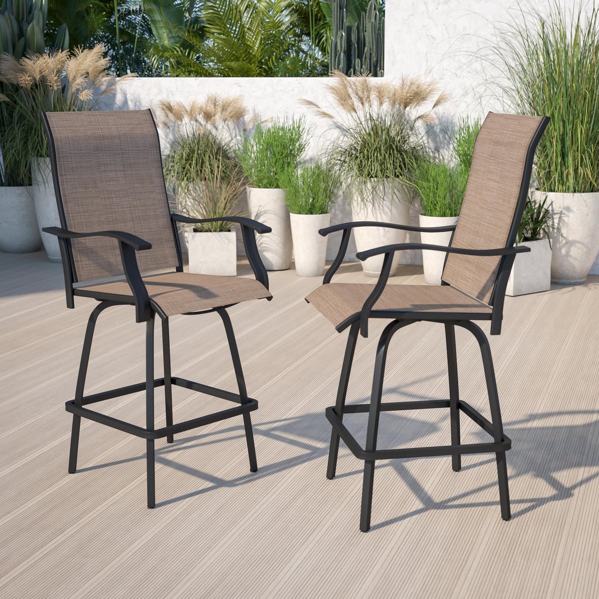 Flash Furniture Outdoor Stool - 30 inch Patio Bar Stool / Garden Chair, Gray (Set of 2)