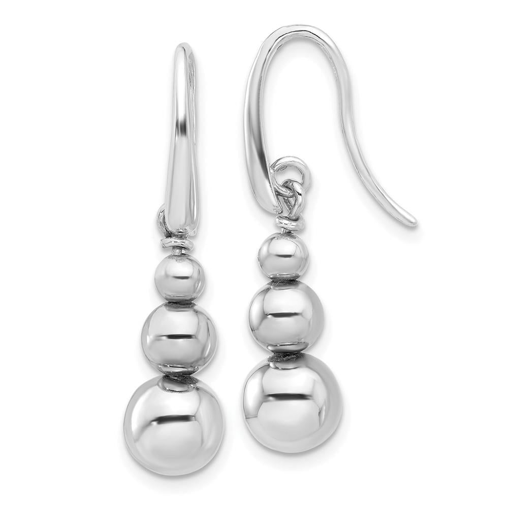 Distinctive Sterling Silver Rhodium-Plated Polished Beads Dangle Earrings