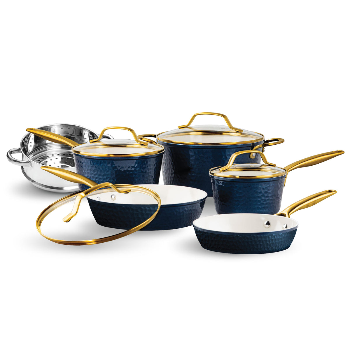 Gotham Steel Cookware Pro Hammered Cookware Set Size 10 Pieces