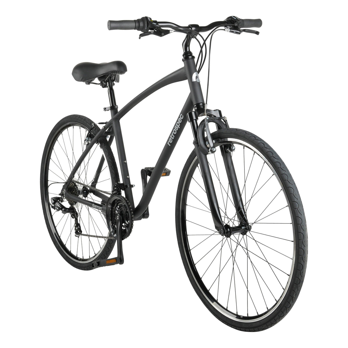 Retrospec Barron Comfort Hybrid Bike - 7 Speed Matte Black