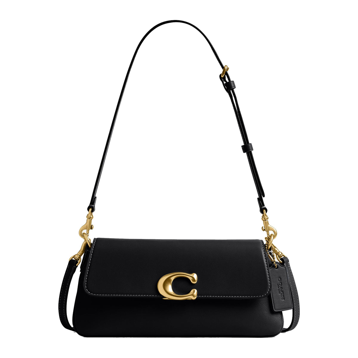 COACH Refined Calf Leather Jet Shoulder Bag - Black/Brass