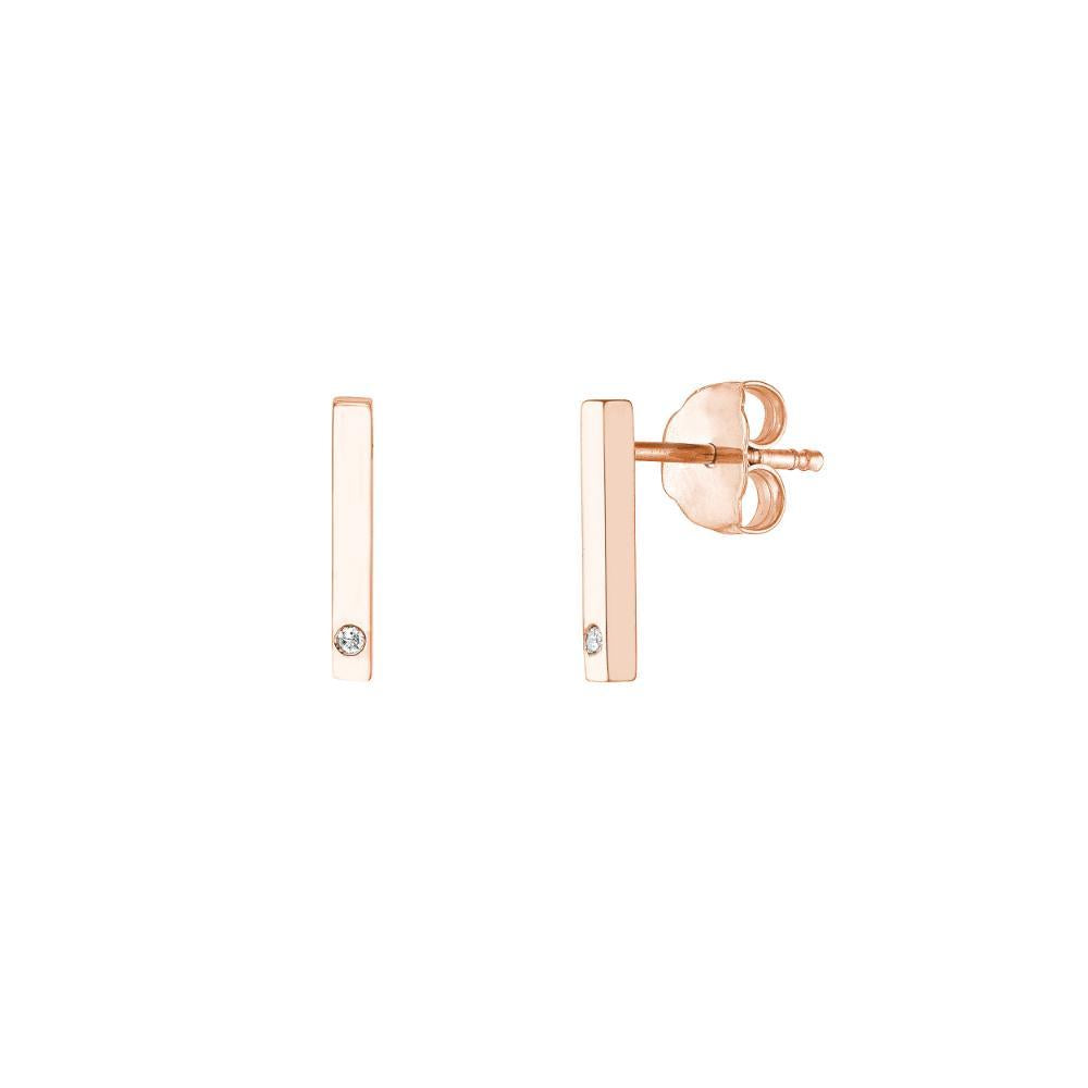 HAWLEY ST Mini Staple Bar Earrings with Diamond