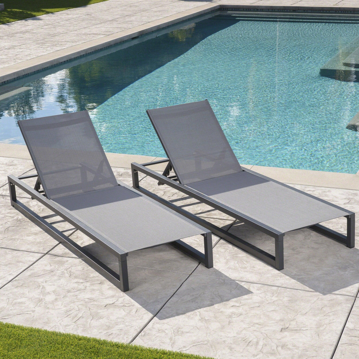 Stark Home Modesta Outdoor Aluminum Chaise Lounge, Set Of 2