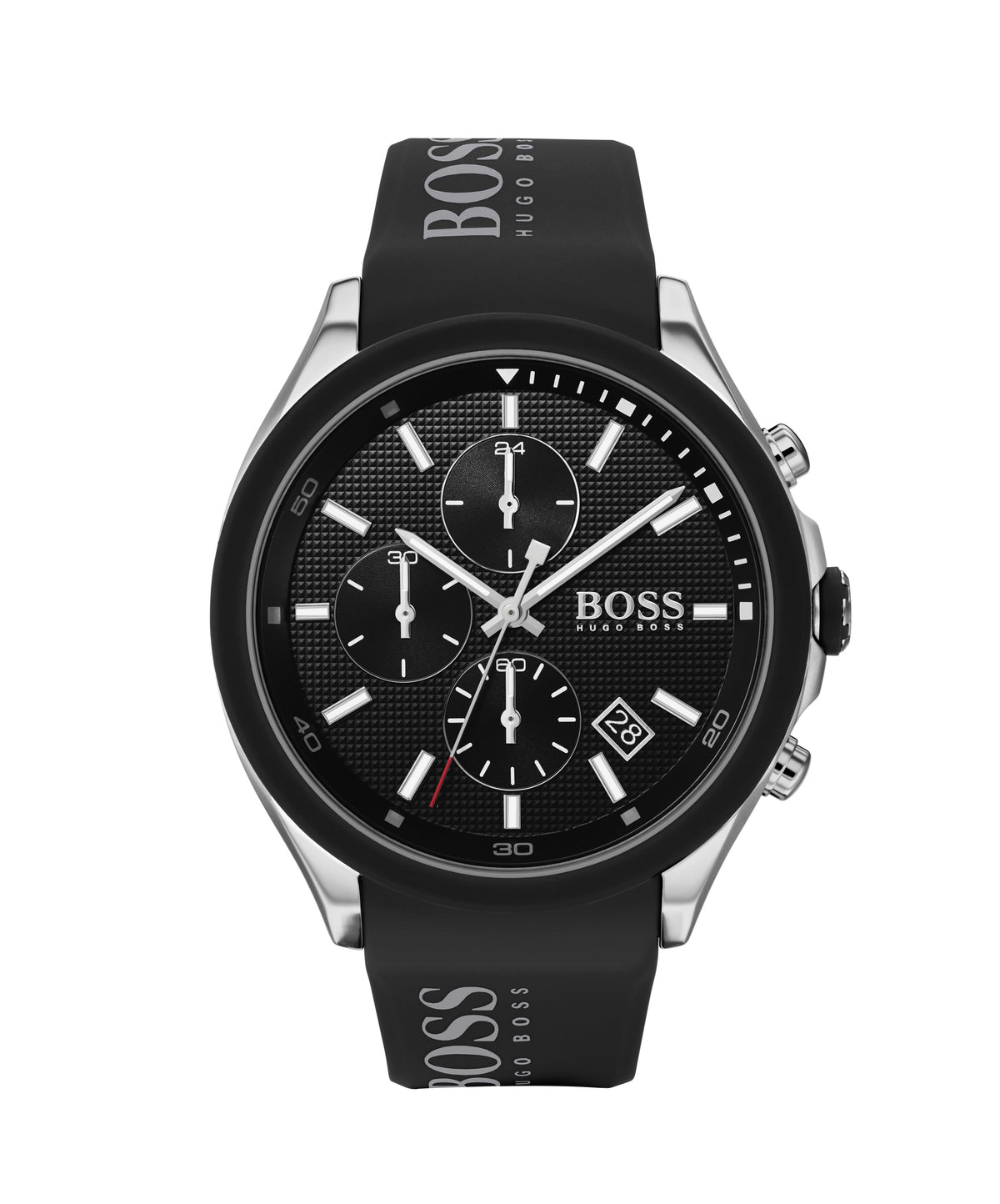 HUGO BOSS Boss Velocity Gents. SS Case. Black Dial. Black Silicone Strap