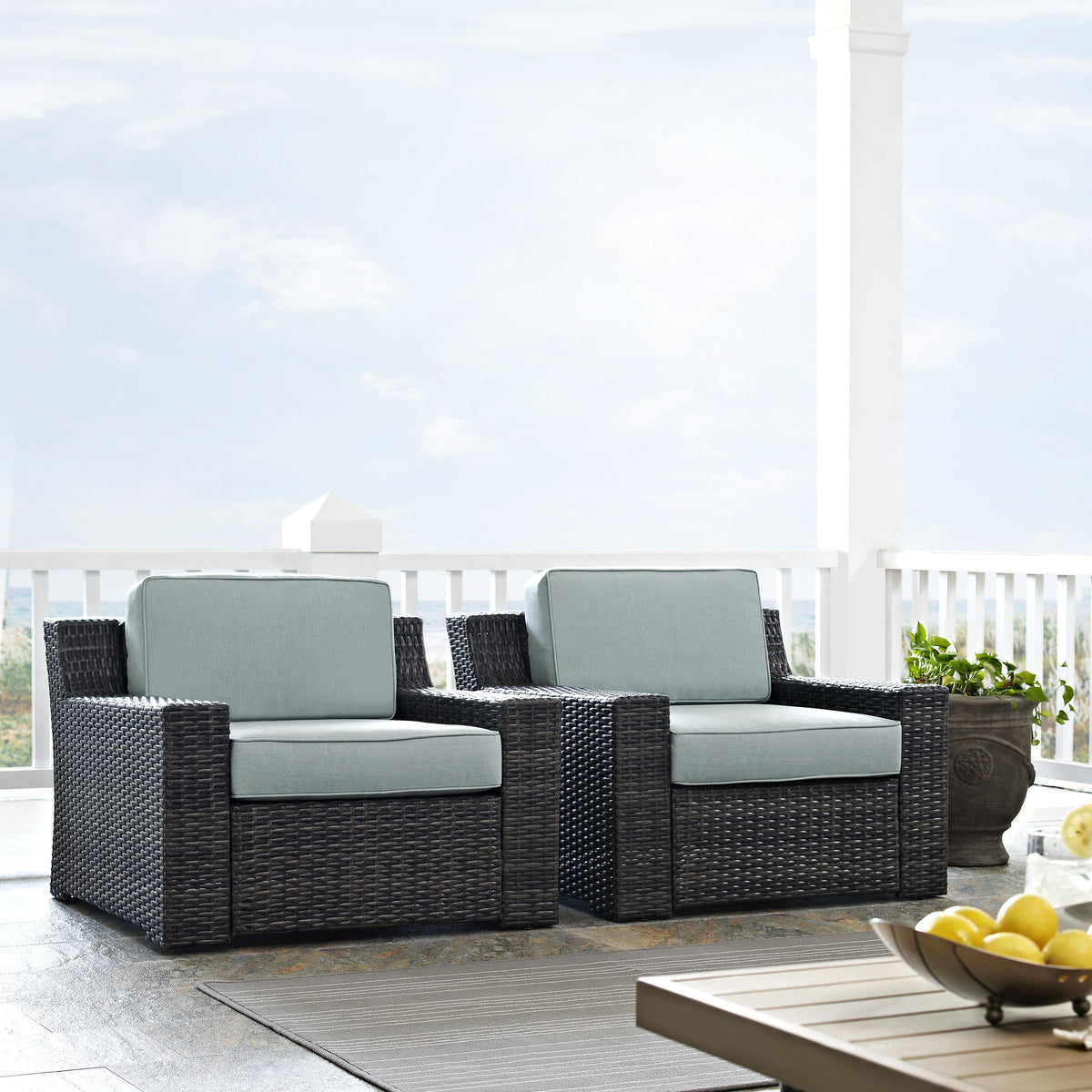 Crosley Outdoor Beaufort 2Pc Wicker Outdoor Chair Set