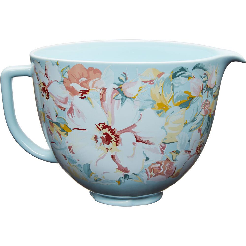 KitchenAid 5-Qt. Patterned Titanium-Reinforced Ceramic Bowl for Tilt-Head Stand Mixers, White Gardenia