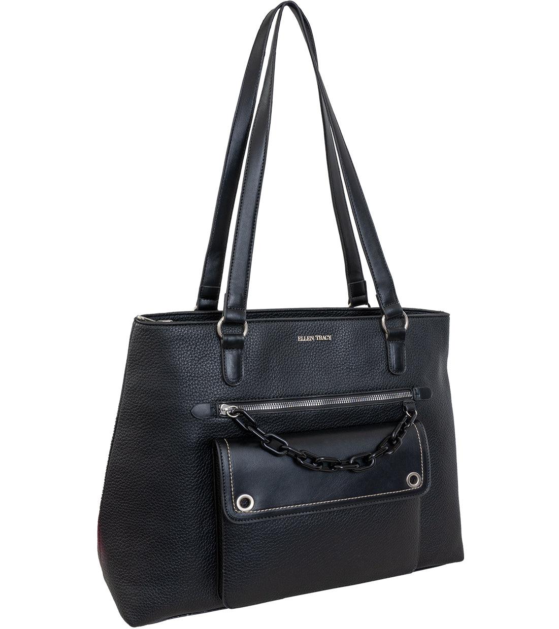 Ellen Tracy Pebble Grain Workbook Tote Size 16"