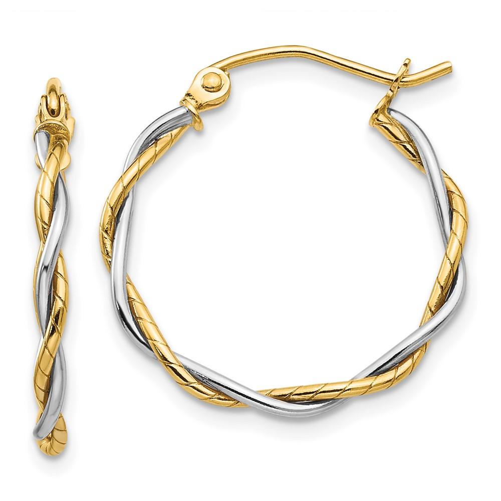 Distinctive 14k Two-tone Polished 1.8mm Twisted Hoop Earrings