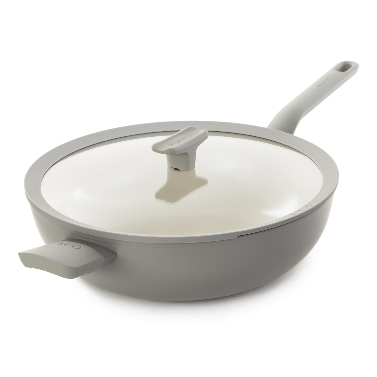 BergHOFF Leo Balance Nonstick Ceramic 12.75" Wok Pan 6.2qt., Glass Lid, Moonmist
