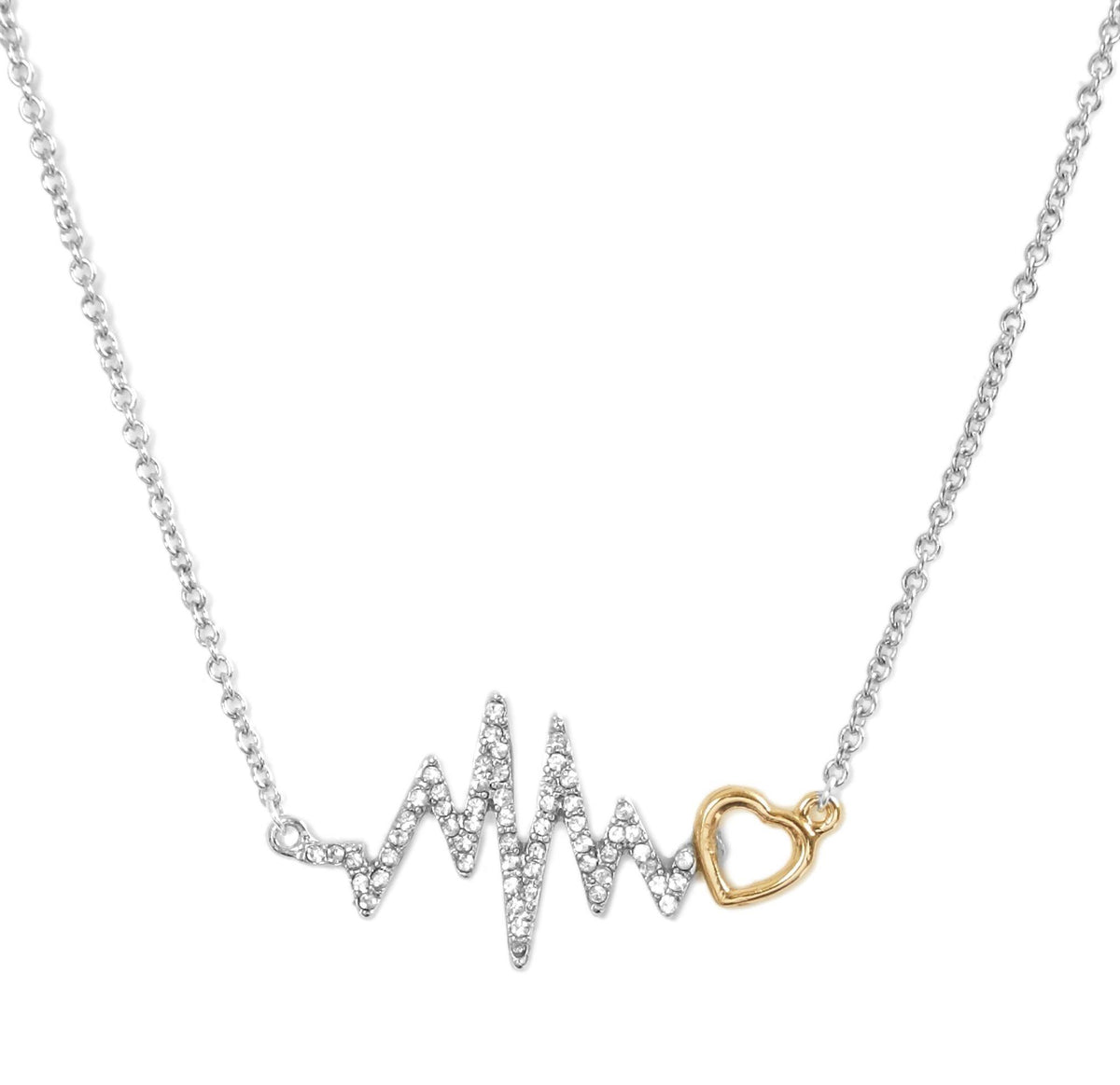 DKD 2-Tone Crystal Heartbeat Necklace