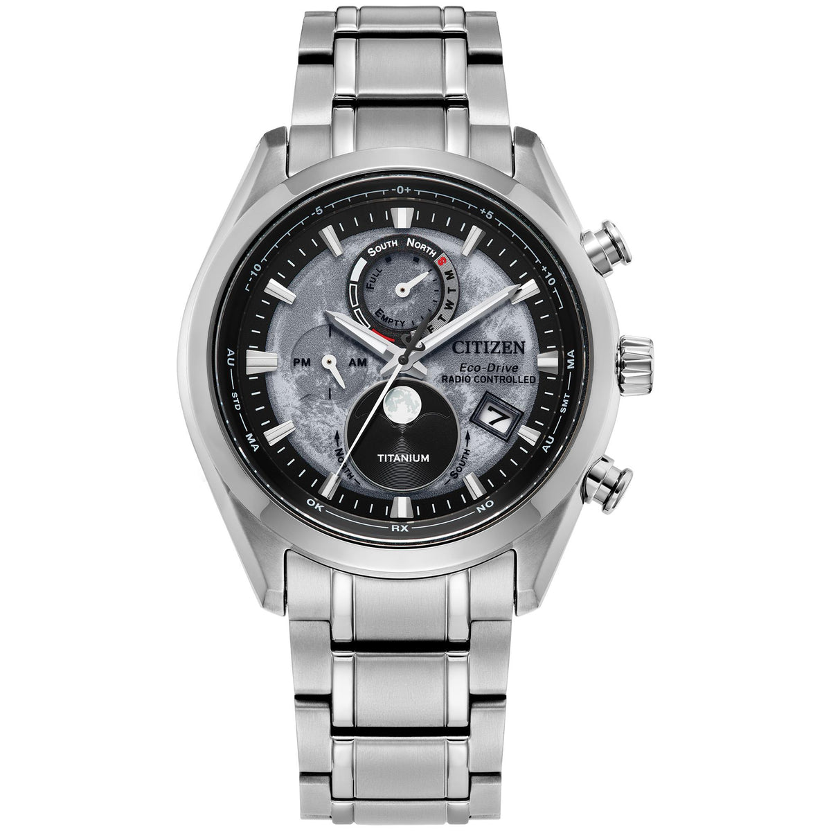 Citizen Watch Men's Tsuki-yomi A-T Eco-Drive Super Titanium Bracelet watch, Gray dial