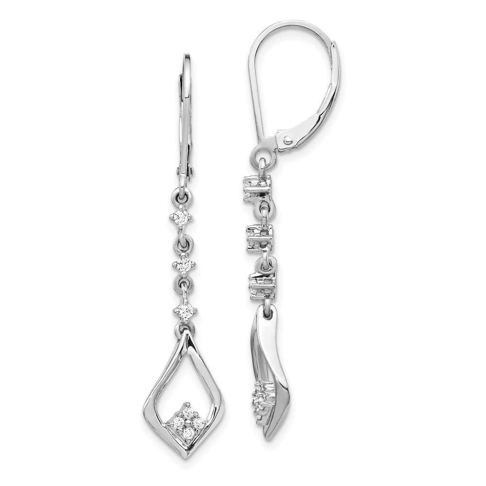 Distinctive 14K White Gold Lab Grown Diamond Leverback Earrings, .20ctw