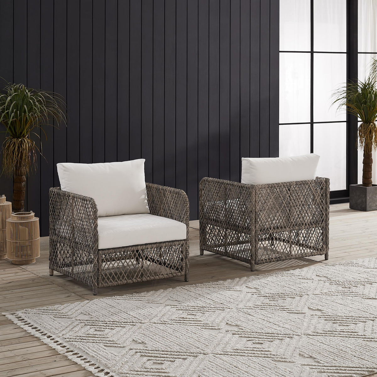 Crosley Outdoor Granite Bay 2-Piece Wicker Outdoor Chair Set
