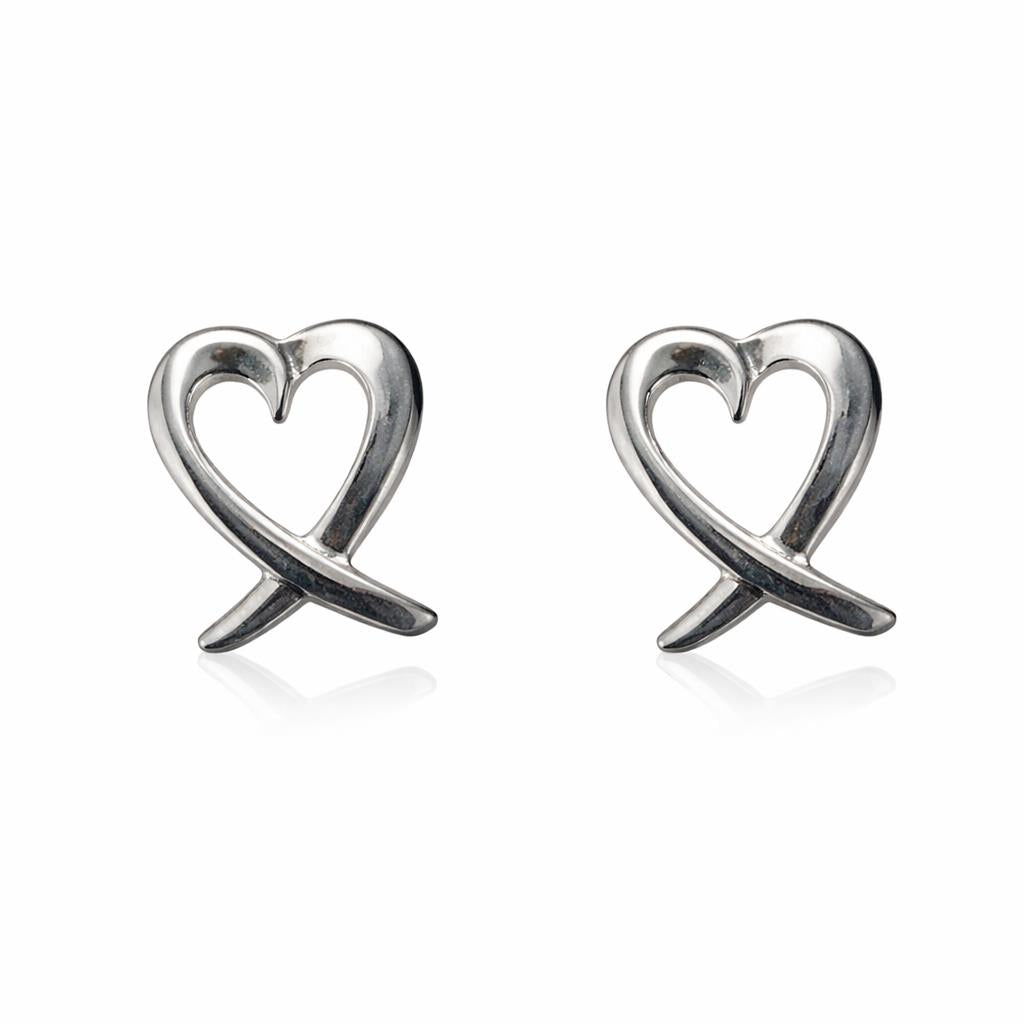 Completely Bella Modern Heart Earrings in Silver