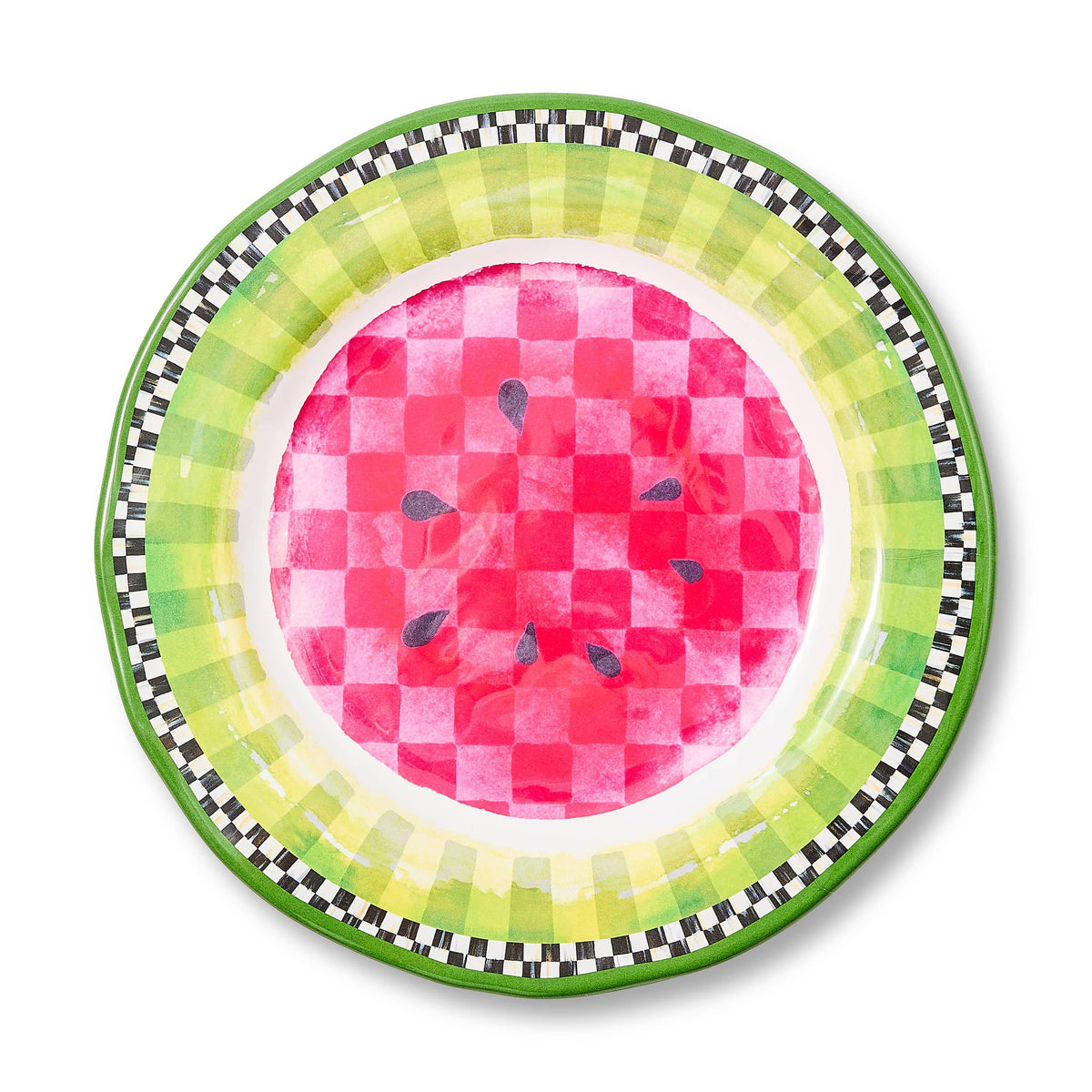 MacKenzie-Childs Green Marble Check Melamine Dinner Plates, Set of 4