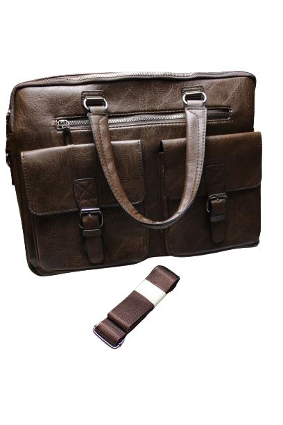 Bella Home Brown Leather Commuter Briefcase