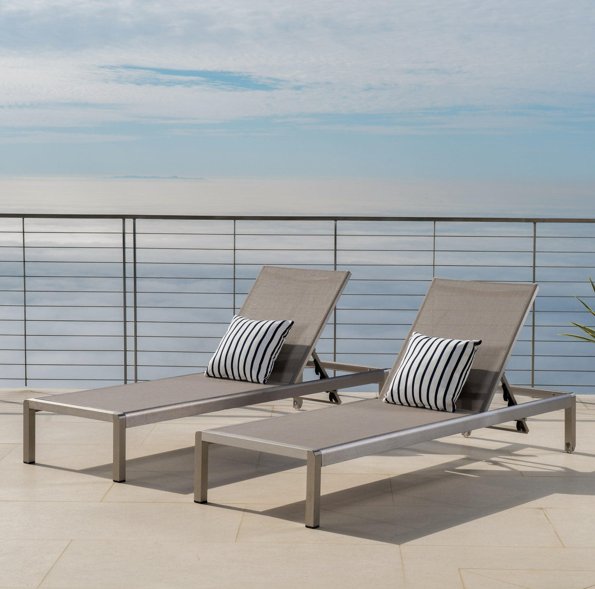 Stark Home Cape Coral Outdoor Mesh Chaise Lounge Set (2)