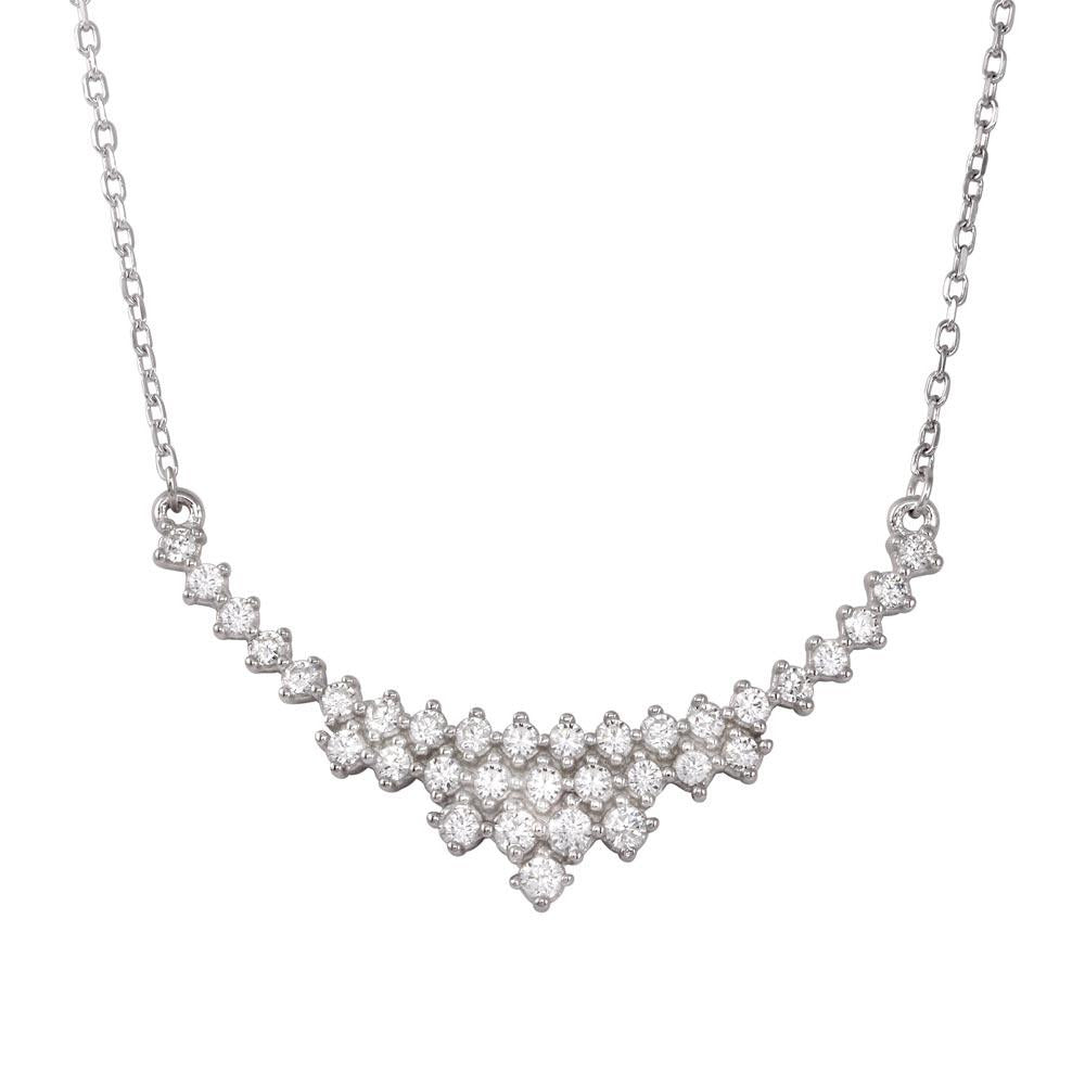 PARIKHS Rhodium Plated Curved Pendant Necklace in 925 Sterling Silver