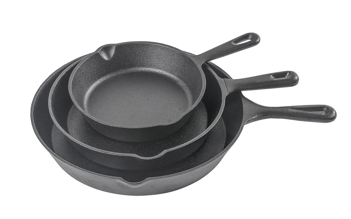 Commercial Chef Cast Iron 3-Piece Skillet Set