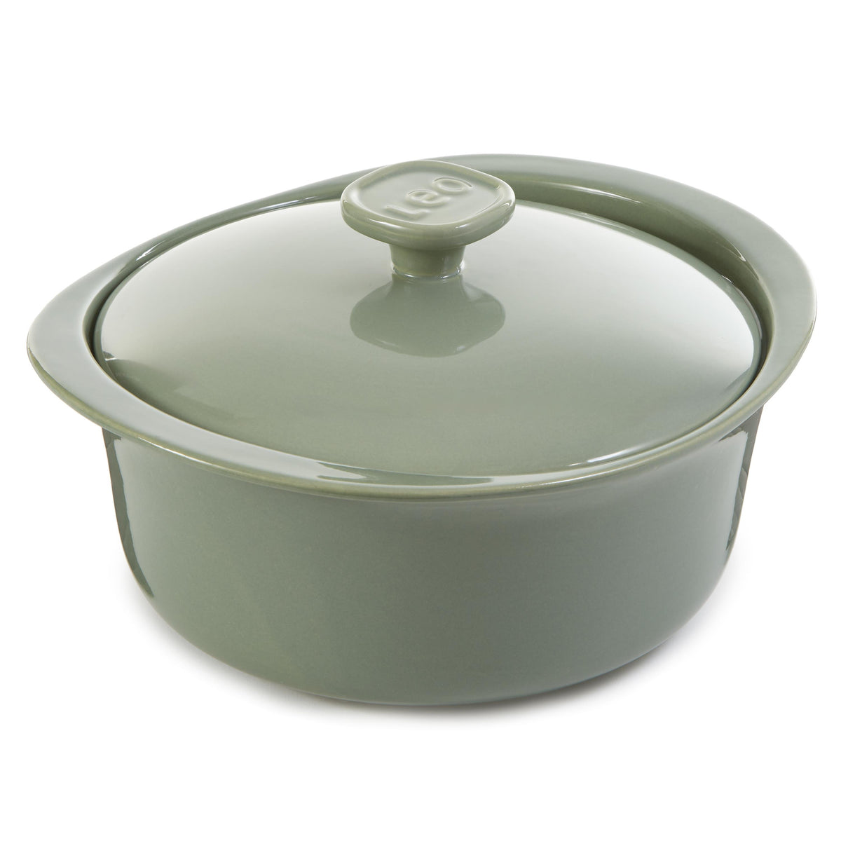 BergHOFF Leo Balance Stoneware Casserole 9.5", 4.5qt. With Stone Cover, Sage