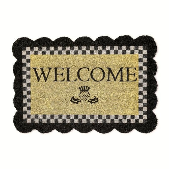 MacKenzie-Childs Black Scalloped Welcome Entrance Mat