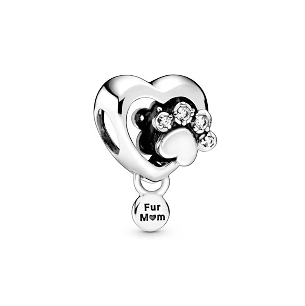Pandora Sparkling Paw Print & Heart Charm