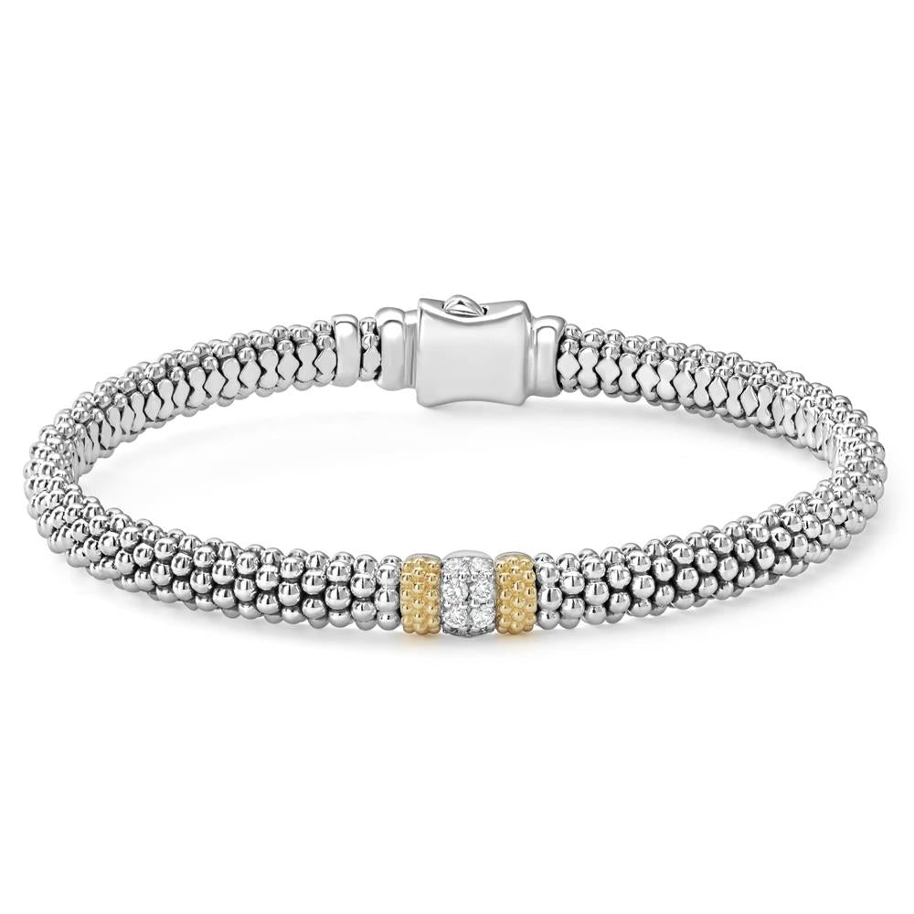 Lagos Single Station Diamond Caviar Bracelet Size 6mm