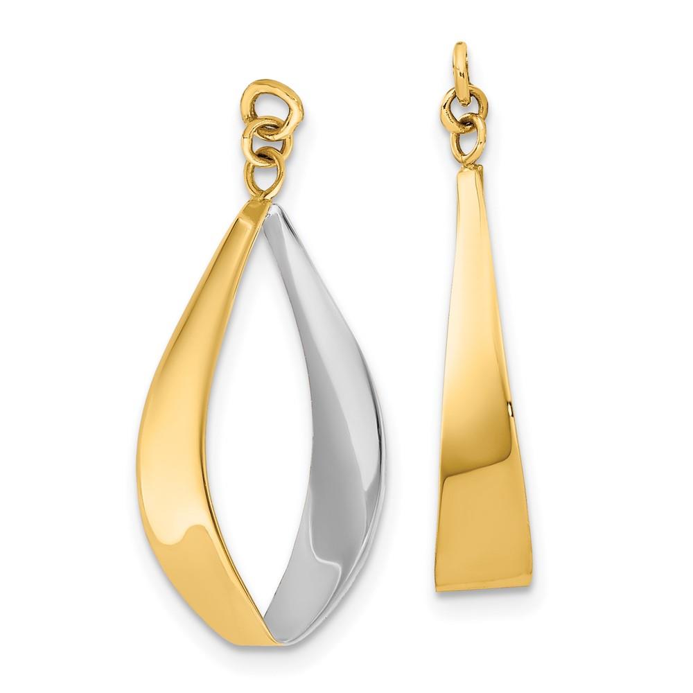 Distinctive 14k Polished & Rhodium Reversible Dangle Earring Jackets