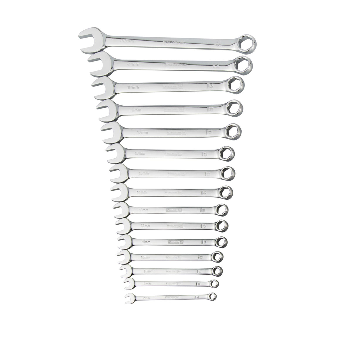 JS Products Steelman 15pc Metric 6-Point Combination Wrench Set