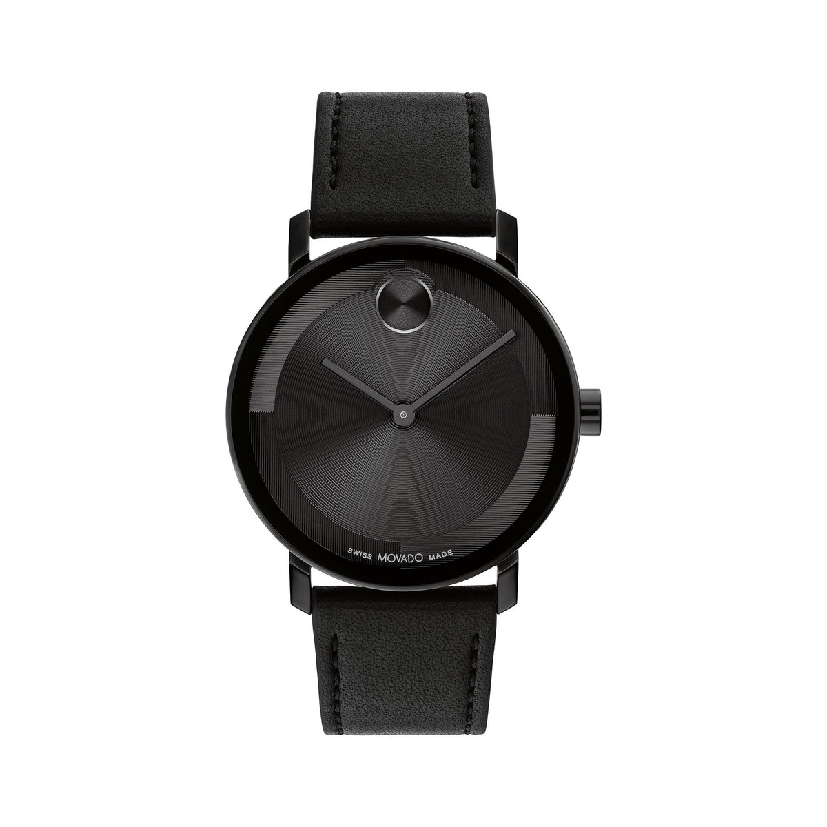 Movado Men's Bold Evolution 2.0 Black Leather Strap Watch Black Dial