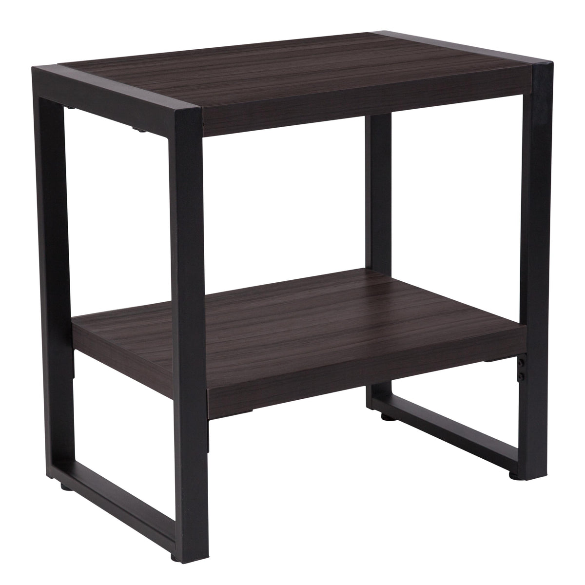 Flash Furniture Charcoal Wood Grain Finish End Table with Black Metal Frame