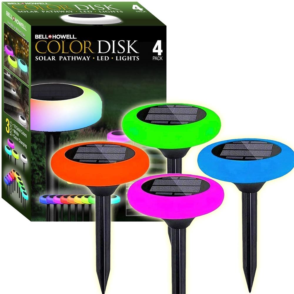 Bell + Howell VividDisk Solar Color LED Pathway Lights Size 4 Pack