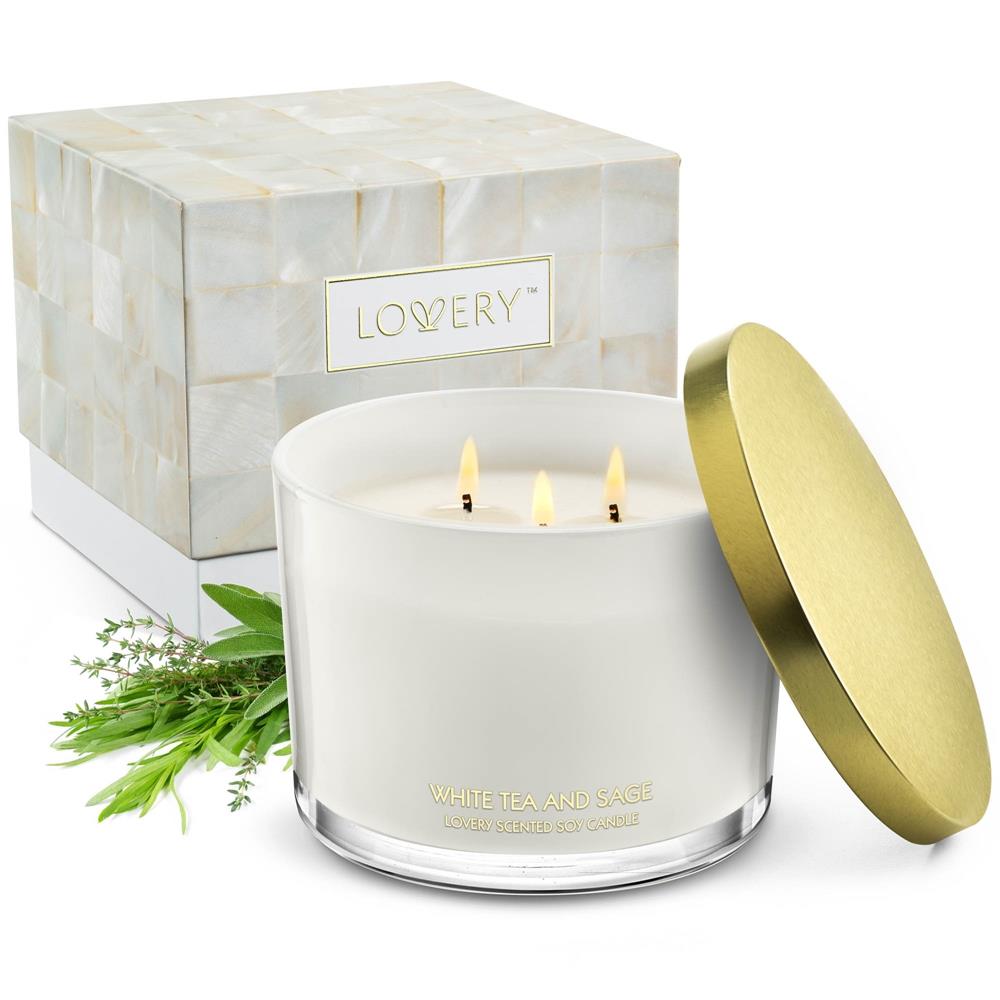 Lovery White Tea & Sage 3 Wick Candle