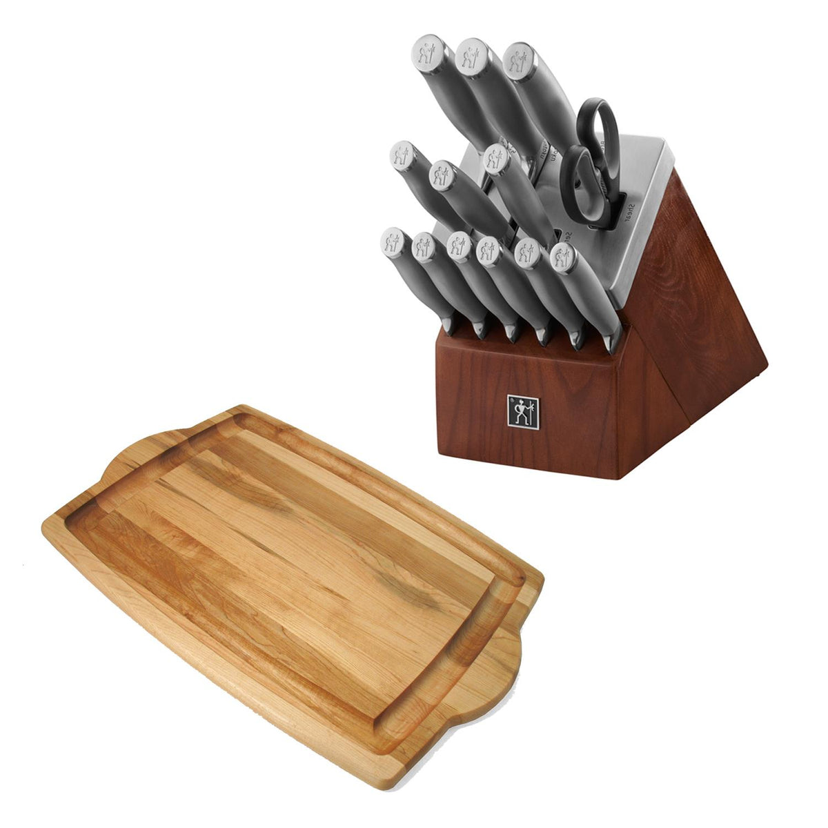 JA Henckels Modernist 14-Piece Self-Sharpening Knife Block Set plus Farmhouse Carver Package