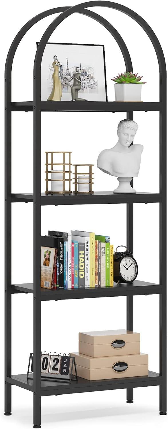 Stark Home 71" 4-Tier Industrial Arched Open Bookshelf