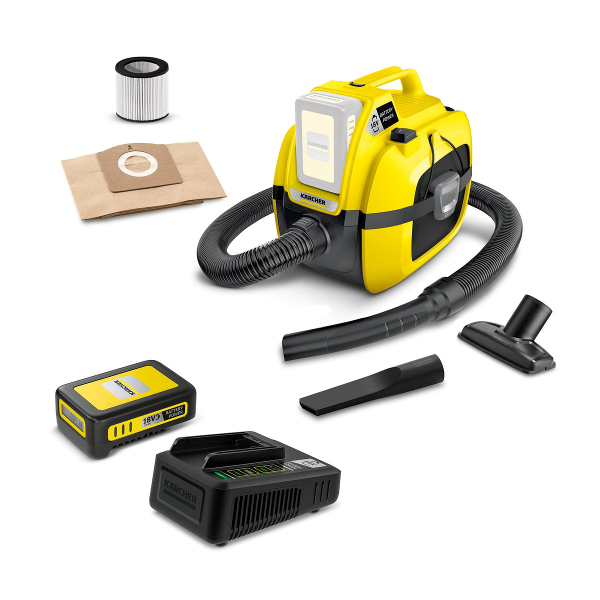 Karcher WD 1 Compact Wet Dry Vacuum with Battery