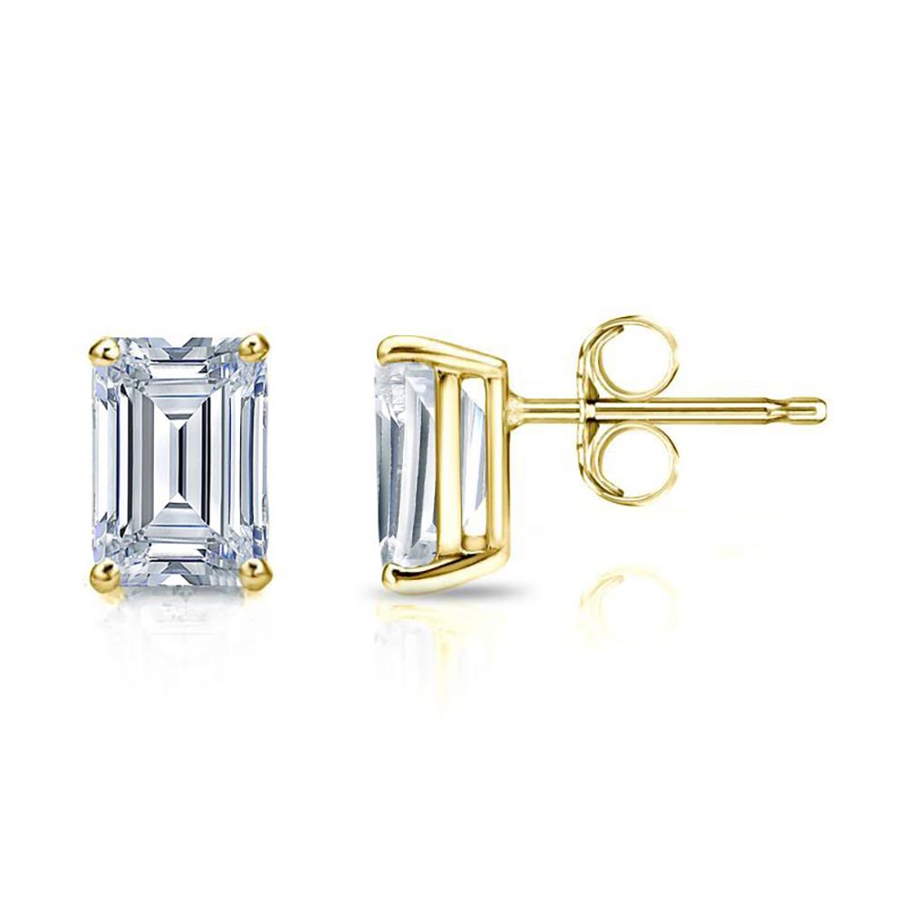 Prestige Boutique Diamonds Emerald Solitaire Stud Earrings Size 1.50TCW