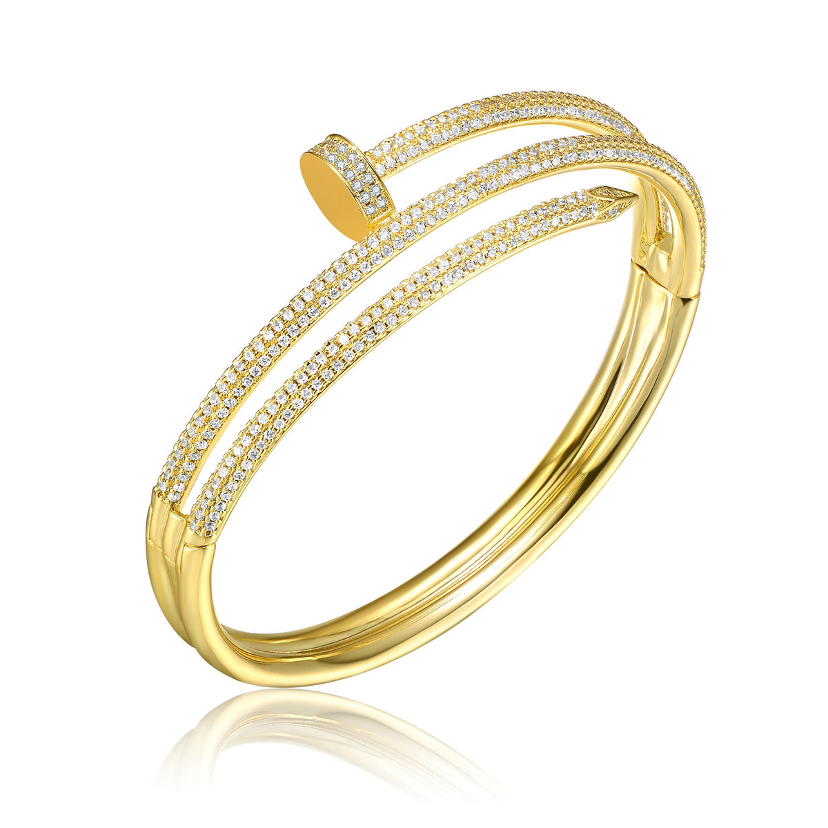 GENEVIVE 14K Yellow Gold Plated Classic Bangle Size 7.25"