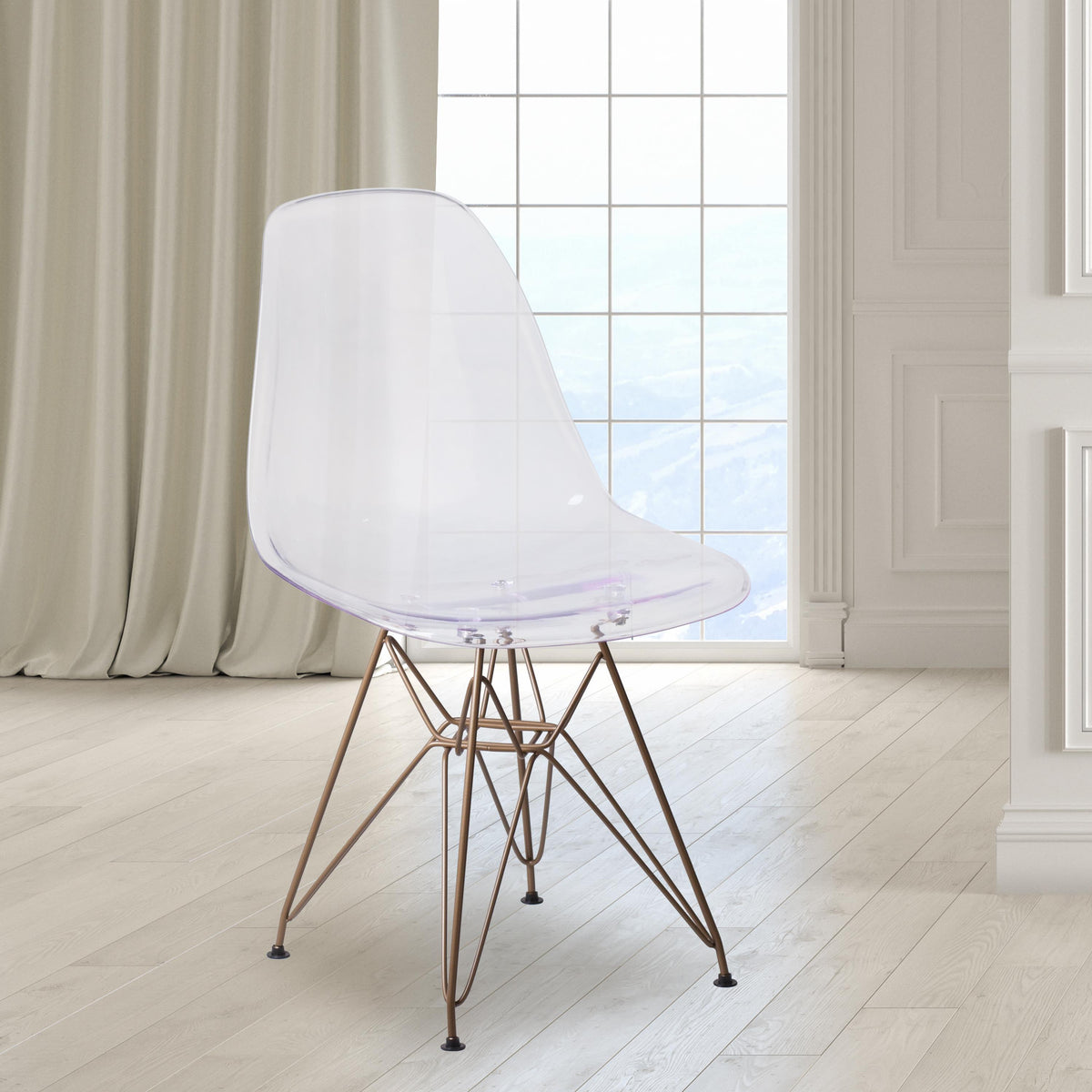 Flash Furniture Ghost Chair with Gold Metal Base