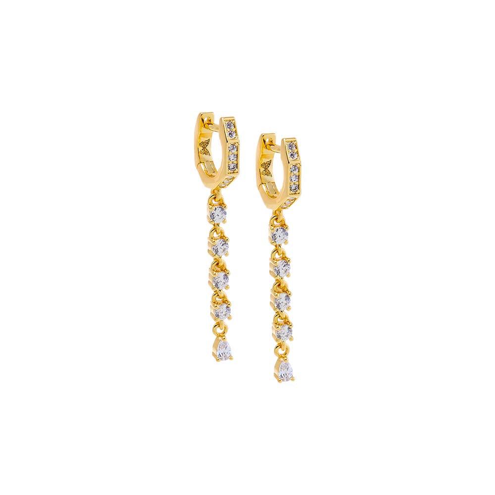 Adina Eden Pear CZ Drop Tennis Huggie Earring