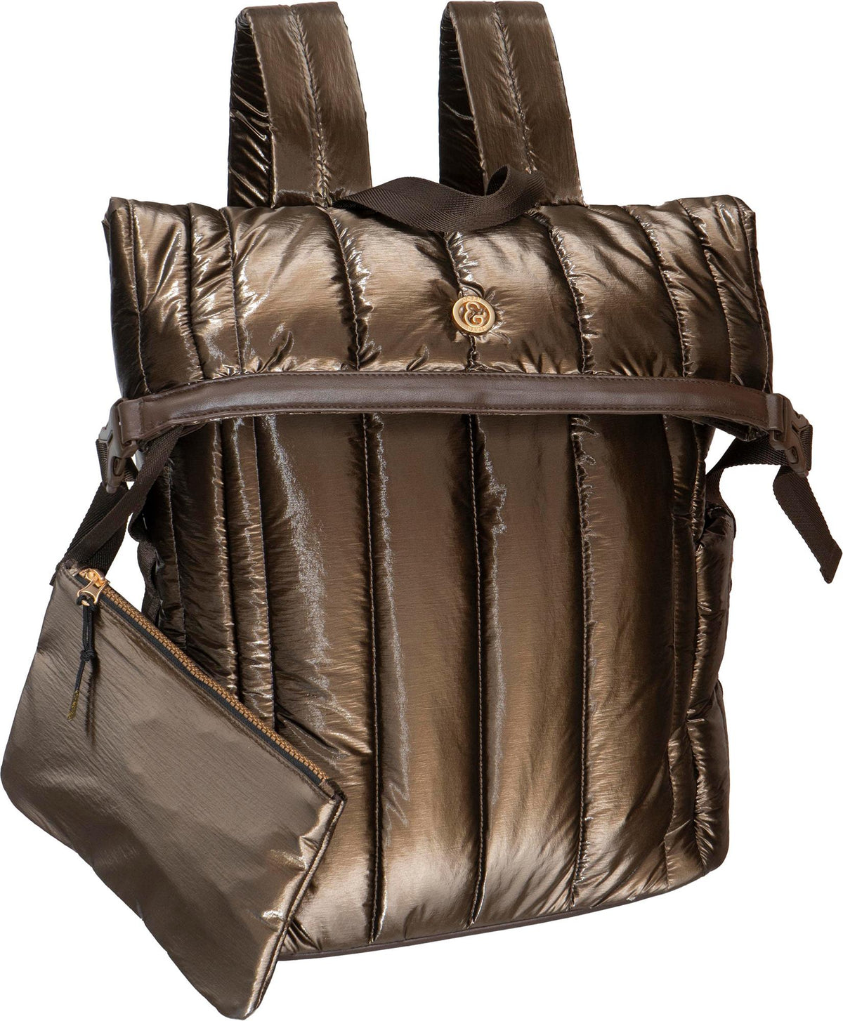 Joan & David Metallic Quilted Backpack Size 18"