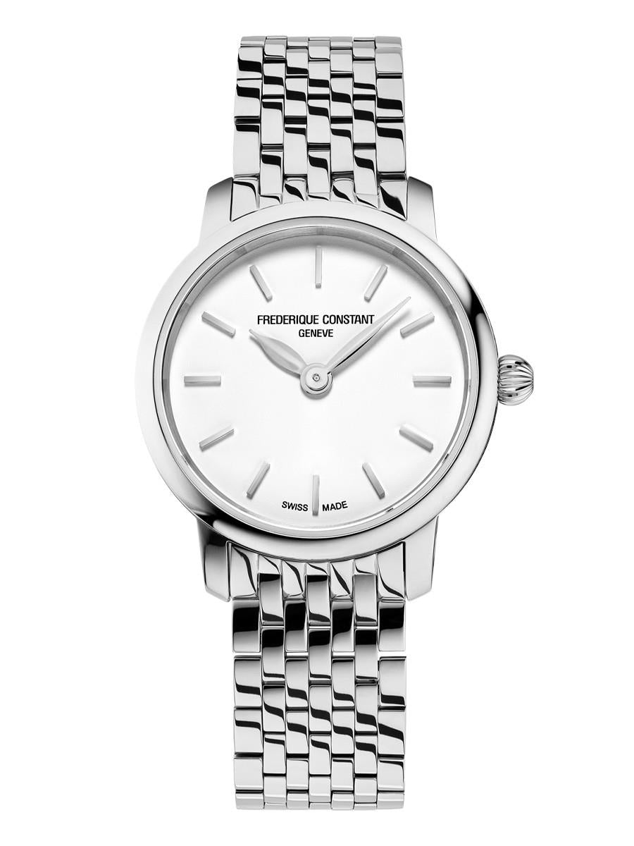 Frederique Constant Ladies' Classic Slimline Ladies Mini Stainless Steel Bracelet watch, White dial