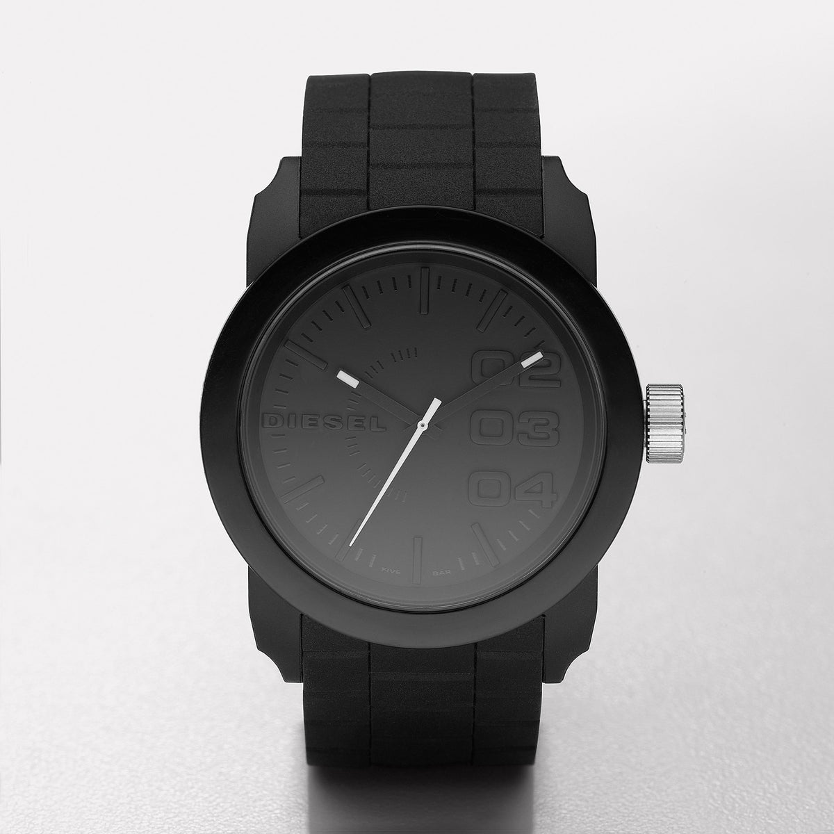 Diesel Mens Double Down Black Silicone Watch Black Dial