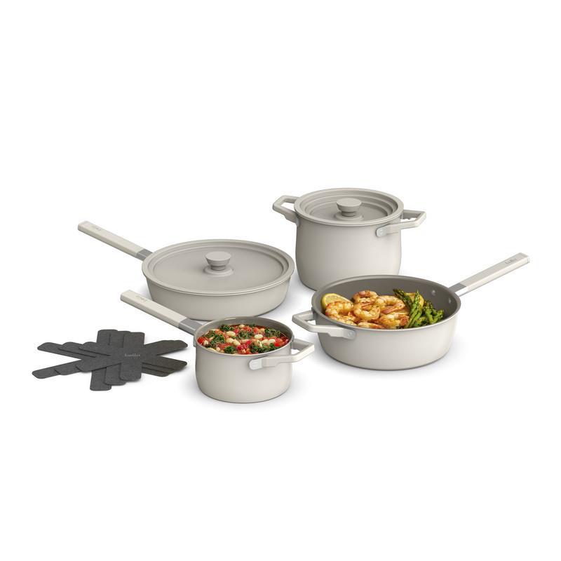 Bella by Gather 9 Piece Fits Anywhere Cookware Sets, Oatmilk