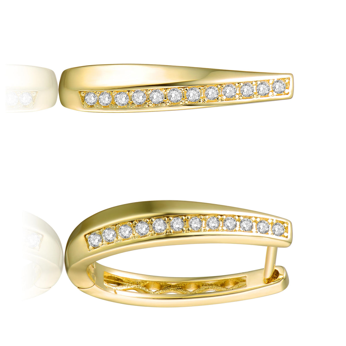 GENEVIVE 14K Gold Plated Gleaming Hinged Earrings