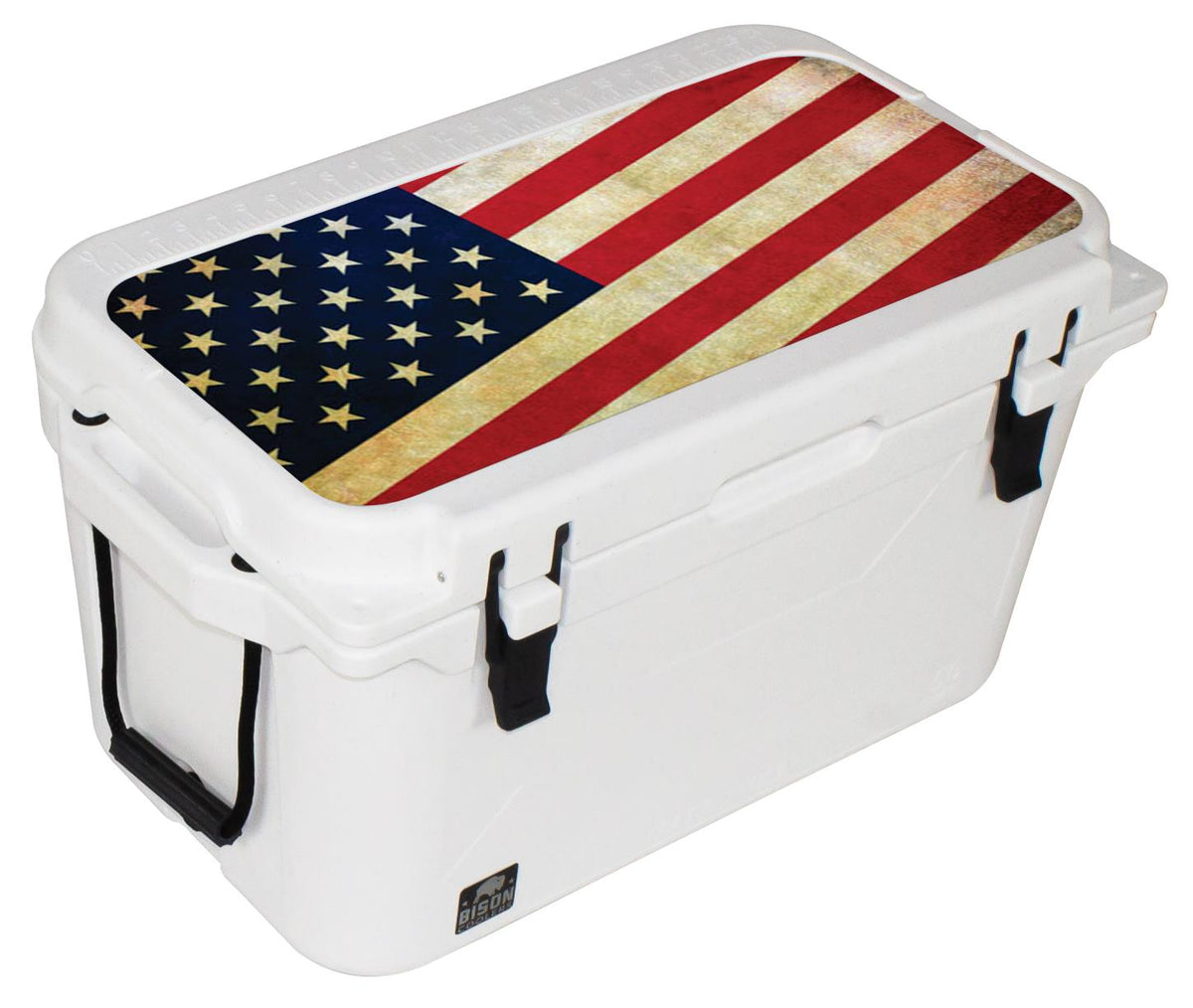 50 QT White American Flag Bison Cooler