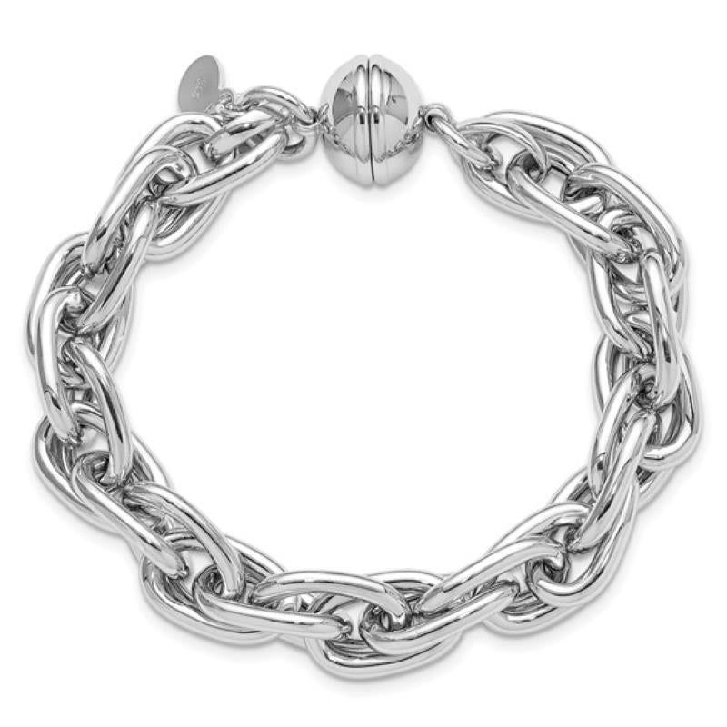Distinctive Sterling Silver Rhodium-Plated 7.5" Bracelet