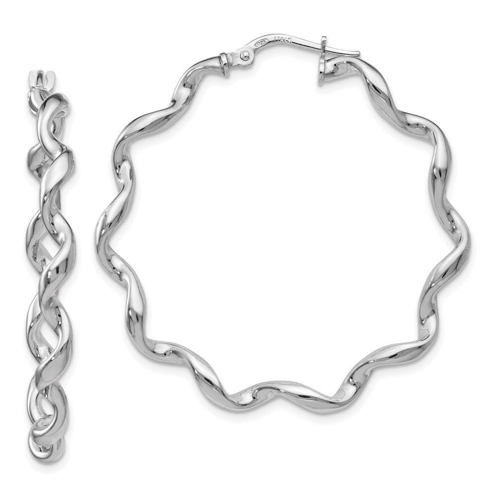 Distinctive Sterling Silver Polished Twisted Hoop Earrings