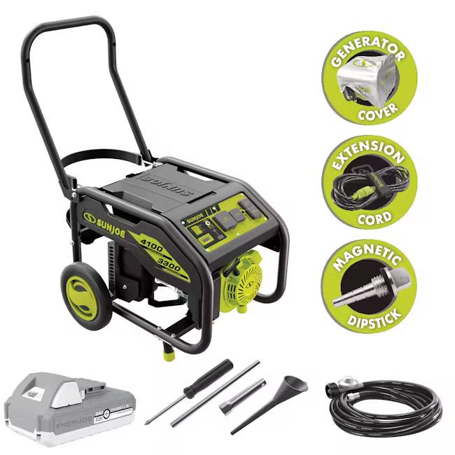 Sun Joe & Snow Joe Portable Propane Generator Push Button Electric Recoil Start
