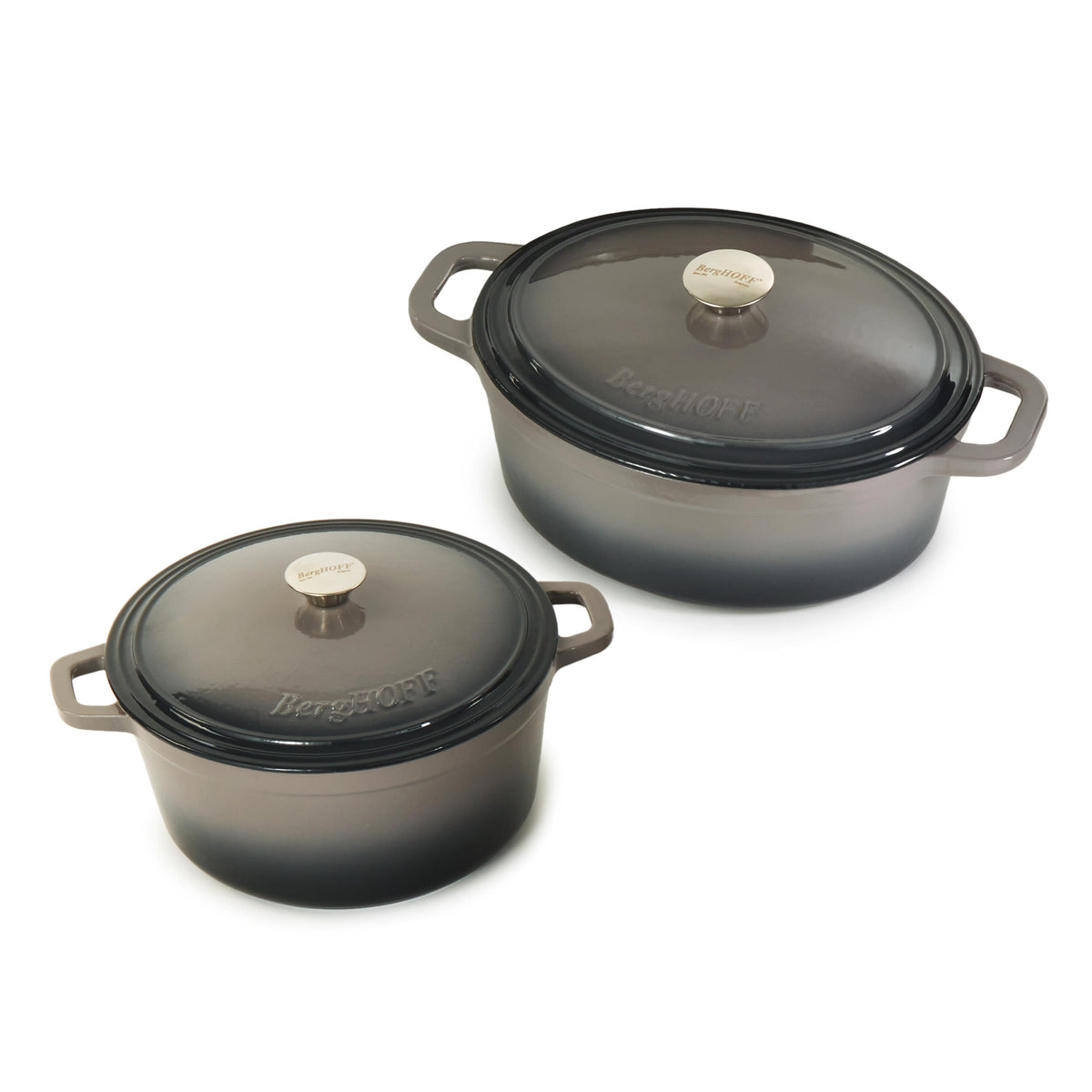BergHOFF Neo 4pc Cast Iron Cookware Set, 5qt. & 7qt., Oyster